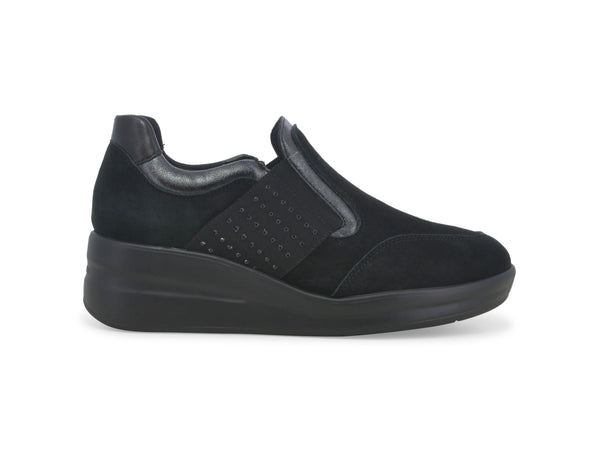 Melluso Donna Scarpa Comfort Ideale per Piedi Delicati Camoscio Nero R25653W-238729